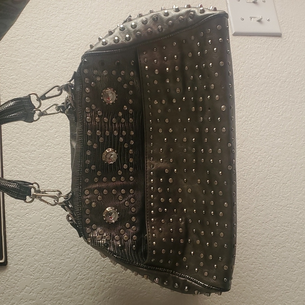 Gray Silver Studded Bag